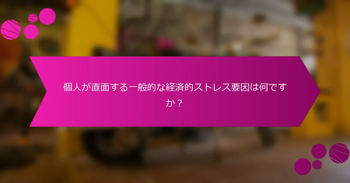 個人が直面する一般的な経済的ストレス要因は何ですか？