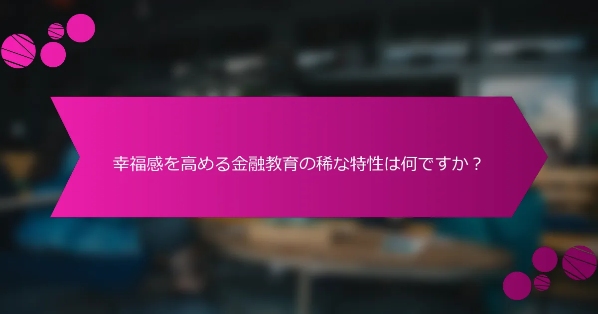 幸福感を高める金融教育の稀な特性は何ですか？