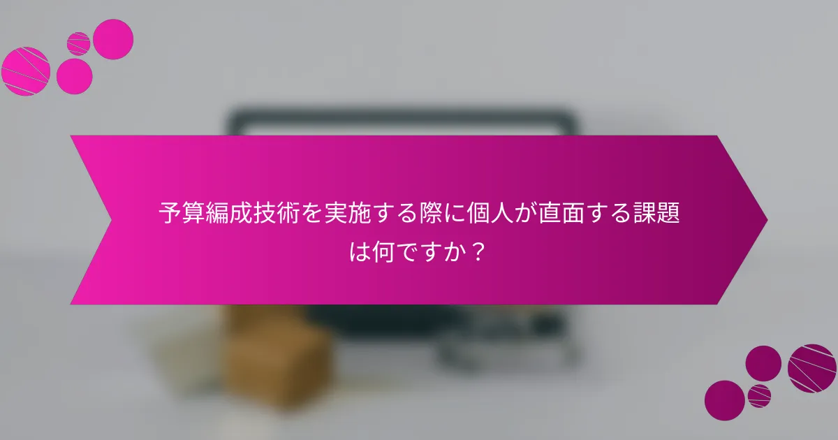 予算編成技術を実施する際に個人が直面する課題は何ですか？