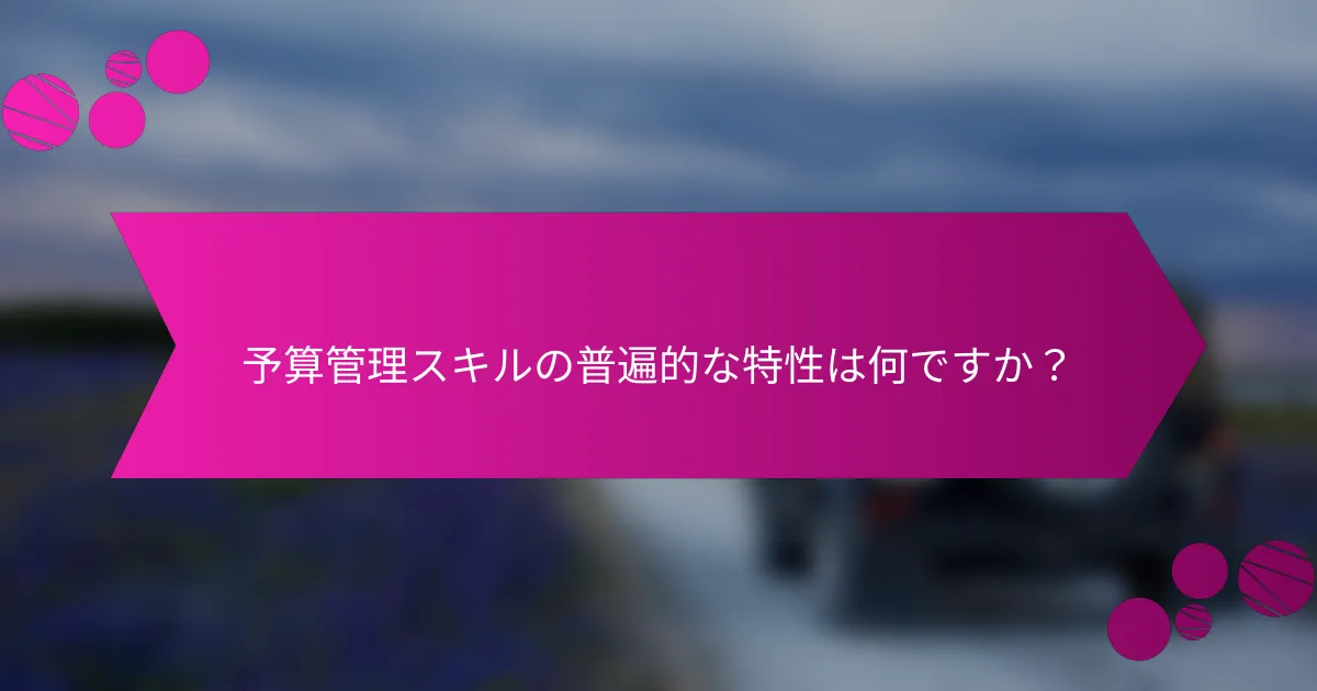 予算管理スキルの普遍的な特性は何ですか？