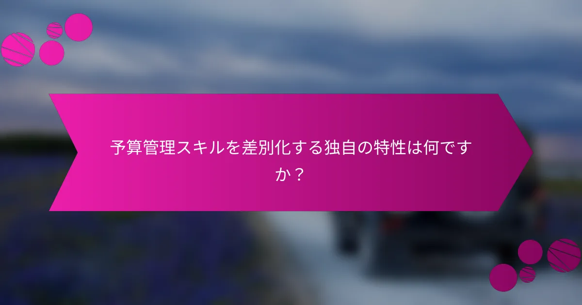 予算管理スキルを差別化する独自の特性は何ですか？